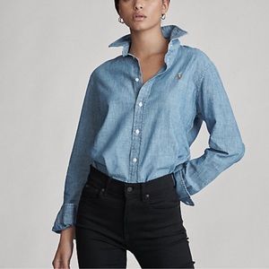 Polo Ralph Lauren Slim Fit Long Sleeve Chambray Shirt. Women's size 6